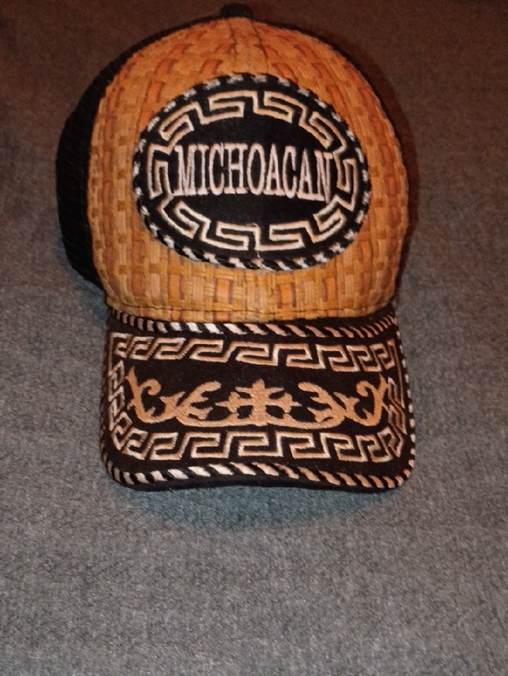 Michoacan Straw-Style Baseball Cap - Black & Tan